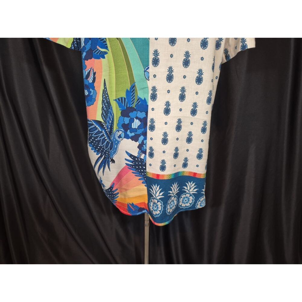 Sold! Farm Rio For Anthropologie Surf Button Down Shirt White Multicol Small New - Picture 10 of 11